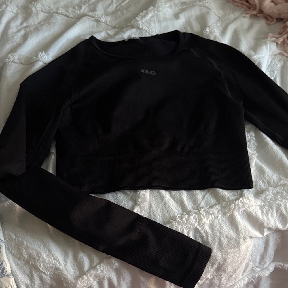 Gymshark Jet Black Long Sleeve Crop Top